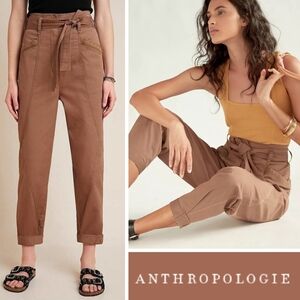 Anthropologie Ellie Womens Embroidered Cotton Utility Pants Tan/Brown Size 2